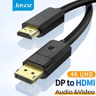 Jasoz 4K Displayport to HDMI Cable Adapter DP Male to Male Converter Video Audio Cable for PC HDTV