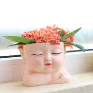 POCO Face Flower Pot Baby Infant Head Funny Cute Resin Small Weather-proof Indoor Outdoor Vegetable Herb Succulent Planter Pot Gardening Supplies Long Lasting Face