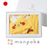[Direct from Japan] Monpoke Gift Set (Apron Suit &amp; Hat) | Baby Wear Hat Apron Bloomers 3-Piece Set 70 80 Size Boy Girl Newborn Baby Clothes Present Baby Gift Gift Birth Pikachu Pokemon