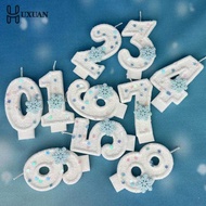 Frozen Birthday Aaaaa Candles 0-9 Number Glitter Blue Snowflake Cake Candle Kids Girls Party Aaaa