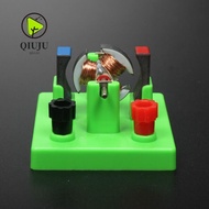 QIUJUU Physics Experiment Aids, Green DIY DC Electrical Motor Model,  ABS+Metal Physics Science Toy 