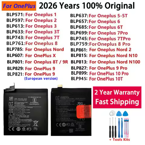 Original Replacement Battery For OnePlus Nord N100 N10 1 2 3 3T 5 5T 6 6T 7 7T 8 8T 9 9R 10T X Pro P