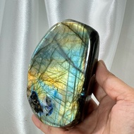 Labradorite Spectrum Stone Gray Moonlight Front Surface Plane 727g Self-Standing Ornaments Can Hang 