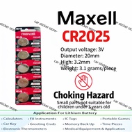 Maxell CR2025 (5 Pieces/1 Card) 3V Lithium Button Cell CR2025, DL2025