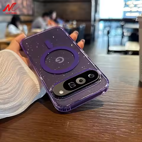 Transparent Acrylic Glitter Magsafe Case for Google Pixel 9 Pro XL 8 10 Pro Magnetic Wireless Charge