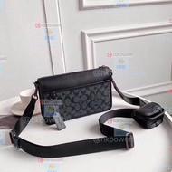 COACH蔻馳奥萊子母包男士pvc牛皮二合一單肩斜挎包8