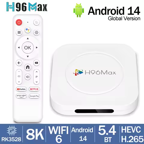 H96 MAX M1 Plus Android 14.0 Smart TV BOX RK3528 WIFI6 8K HD 100M BT5.4 4GB 128GB Voice Assistant Se