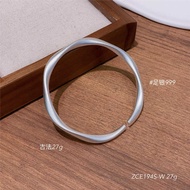 Fu's Pure Silver 999.9 Mobius Sterling Silver Bracelet Irregular Twisted Simple Style Wave Sterling 