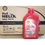 ENGINE OIL SHELL HELIX HX3 20W50 1L LITER CAR MOTORCYCLE MINYAK HITAM TAMBAH KERETA MOTOSIKAL 20W50