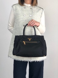 【日本直送 名牌中古包】PRADA 普拉達 側肩包 黑色 Logo 尼龍 2way 迷你波士頓包 vintage