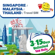 Happy Singapore / Malaysia / Thailand SIM Card - แฮปปี้ เทเลคอม สิงคโปร์/มาเลเซีย/ไทย - 3-15 วัน 1GB