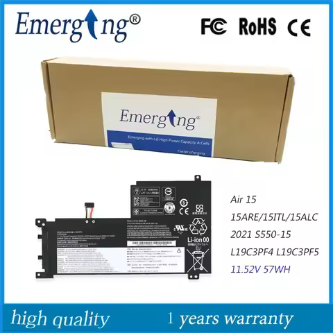 11.52V 57Wh Battery L19C3PF5 For Lenovo IdeaPad 5-15ALC05 15ARE05 15IIL05 15ITL05 L19C4PF1 L19L3PF2 