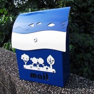 設計款孔雀藍有鎖不鏽鋼信箱 門牌圖案可選 增添居家生活感