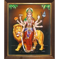 Durga with Lion Digital Photo with Lamination and Frame (L279A)