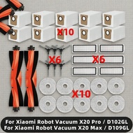 Accessories Kit for Xiaomi Robot Vacuums X20 Pro/X20 Max/D102GL/D109GL - Main Roller Brush, Side/Swe