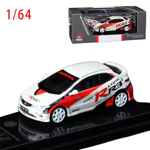 Diecast 1/64 Size Honda Civic Model Car Civic FN2 Type R 2007 Alloy Car Model Collection Display Hob