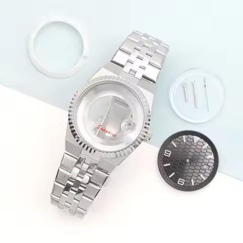 39.5mm Watch Case Fit 33.8mm Black Dial For Seiko Land-Dweller Oyster Perpetual NH35 movement 904L S