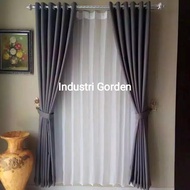 Gorden Jendela Pintu Ruang Tamu Mewah Blackout Import Polos Serat Tebal Warna Hitam Abu Tua Abu Muda