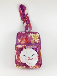 กระเป๋าแมวกวัก ผ้าญี่ปุ่น หูหิ้วทรงตั้ง ซิป 3 ช่อง ใส่ของเอนกประสงค์