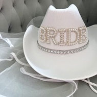 Bride Cowgirl Hat with Veil Novelty Cowboy Hat Summer Beach Hat Cowgirl Hat with Long Veil Accessory