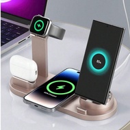 6 In 1 Wireless Charger Stand Pad Compatible With Iphone Apple Watch Airpods Desk Phone Chargers Fas