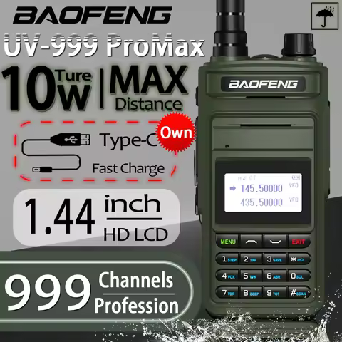 BAOFENG UV999 Pro Max 10W 999 Channel Dual Band CB Radios Type-C Charger Long Range Ham Radio Walkie