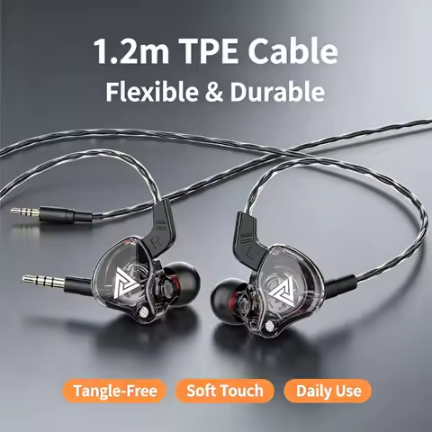 QKZ AK6 Wired Headphones 3.5mm In-Ear HiFi Bass Noise Cancelling Earphones with Microphone for Gamin