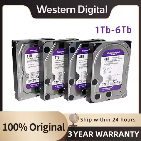 Western Digital WD Purple HDD 1TB 2TB 3TB 4TB SATA 6.0Gb/s 3.5" Hard Drive Disk For Security System 