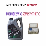 MERCEDES BENZ W210 V6   OIL FILTER + FUELUBE 5W30 SEMI SYNTHETIC  ENGINE OIL