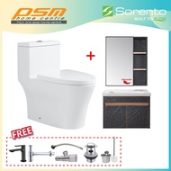 SORENTO Bathroom One Piece Design Toilet Bowl WC and Bathroom Stainless Steel 304 Basin Cabinet Comb