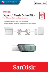SANDISK FlashDrive iXpand FLIP 64GB/128GB/256GB (SDIX90N) แฟลชไดร์ฟOTG ใช้สำหรับ iPhone และ iPad ขั้