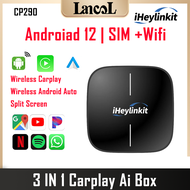 IHeylinkit CP290 Carplay Ai Box Android 12.0 CarPlay ไร้สาย Android ตัวแปลงออโต้เครือข่ายซิม Wifi GPS
