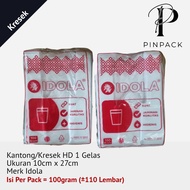 Kantong Ukuran 10x27 cm | 10x43 cm / Kresek Plastik Bening Take Away HD Untuk 1 / 2 gelas oz Natural Idola 100 gram