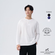 HFA Men's Henley Relaxed Cotton Long Sleeve T-Shirt