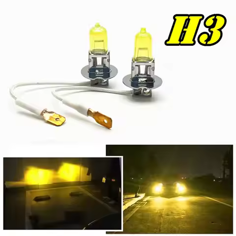 2 Pcs H3 12V 55W Yellow Lights 3000k Car Headlight Auto Fog Lamps Halogen Bulbs