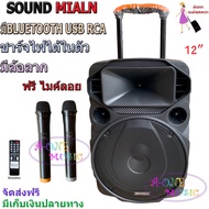 SOUNDMILAN ลำโพงเอนกประสงค์ ลำโพง Bluetooth มีล้อลาก รุุ่น ML-200512 TG ตู้ลำโพง12นิ้ว ตู้ช่วยสอน เสียบขาตั้งได้ แถมฟรี ไมค์ลอย 2ตัว