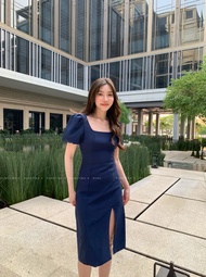 🪺 Rivalry Dress - เดรสผ่าหน้าแขนบอลลูน เดรสคอเหลี่ยม ชุดออกงาน ชุดไปงานเเต่ง เดรสทำงาน RTW.K