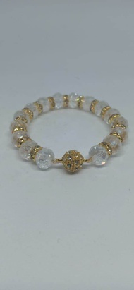 Gelang Kristal Putih Kombinasi Permata dan Bola Magnet UK. Bola Magnet : 10mm Batu Kristal 10mm