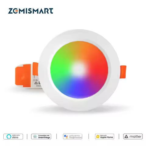 Zemismart Matter Over WiFi Smart LED Downlight 9W 12W 15W RGBCW Dimmable Ceiling Lamp Homekit Alexa 