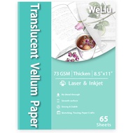 WeLiu Vellum Paper 8.5 x 11 Translucent Printable 65 Sheets for Tracing 50LBS/73GSM
