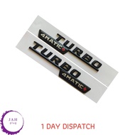 2X WING SIDE FENDER BADGE TURBO 4MATIC+ LETTERING EMBLEM FOR MERCEDES MATT BLACK