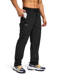 Men's Workout Athletic Pants Elastic Waist Jogging Running Pants for Men with Zipper Pockets