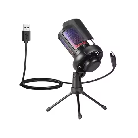 ME6S USB Condenser Microphone Professional Podcast Mic Studio Recording Microphone RGB Gaming Microp