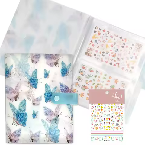 120 Slots Butterfly Nail Art Sticker Storage Book Nail Art Decals Collecting Album Nail Stickers Emp