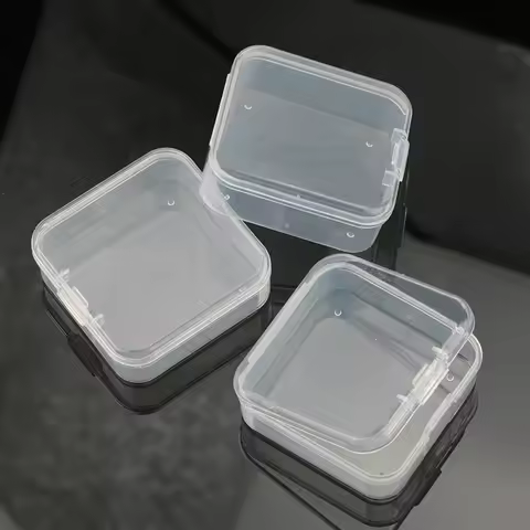 5.5x5.5x2.1cm Square Plastic Storage Box Jewelry Container Transparent Square Box Case Container for