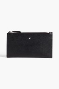 唯美絕版🌸MONTBLANC(萬寶龍)義大利製~頂級精品！職人專精款!唯美高階匠藝~防刮牛皮墨子黑色~ 腰包、手拿包、收納包、發財包、相機包、側背包斜背包肩背包~皮夾長夾錢包 ~