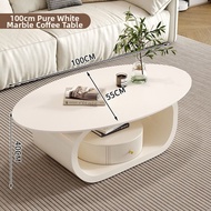 Cream Modern Minimalist Living Room Luxe Marble Oval Coffee Table