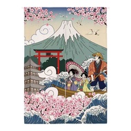 Japanese Style Fabric Door Curtain Ukiyo-e Character Partition Curtain Izakaya Dining Hotel Block Cu