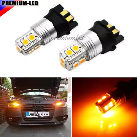 iJDM Amber Yellow Canbus 10-SMD PW24W PWY24W LED Bulbs For Audi A3 A4 A5 Q3 VW MK7 Golf CC Ford Fusi