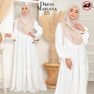 Mariana Dress 6.0 -Jubah Plain Labuh Muslimah  Umrah Haji Hitam Putih Maxi Gown Kembang BF Friendly 